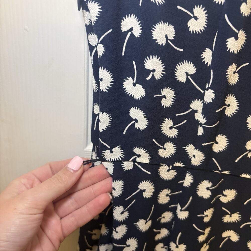 Talbots Dress Womens 10P Navy White Dandelion Midi Ruffle V-Neck Cottagecore New - Picture 15 of 16